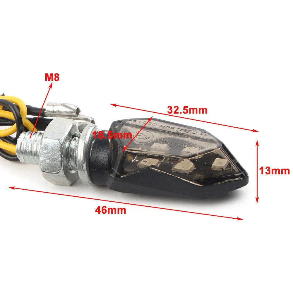 4 x Mini 12V LED Turn Signal Lights for Motorcycle - Amber