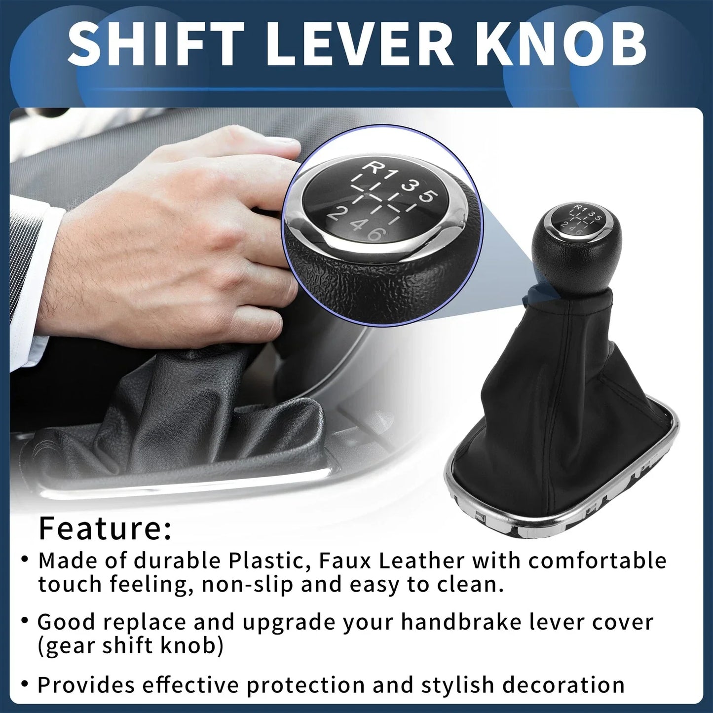 6 Speed Gear Shifter Knob & Cover for Chevrolet Cruze (2010-2015) Black