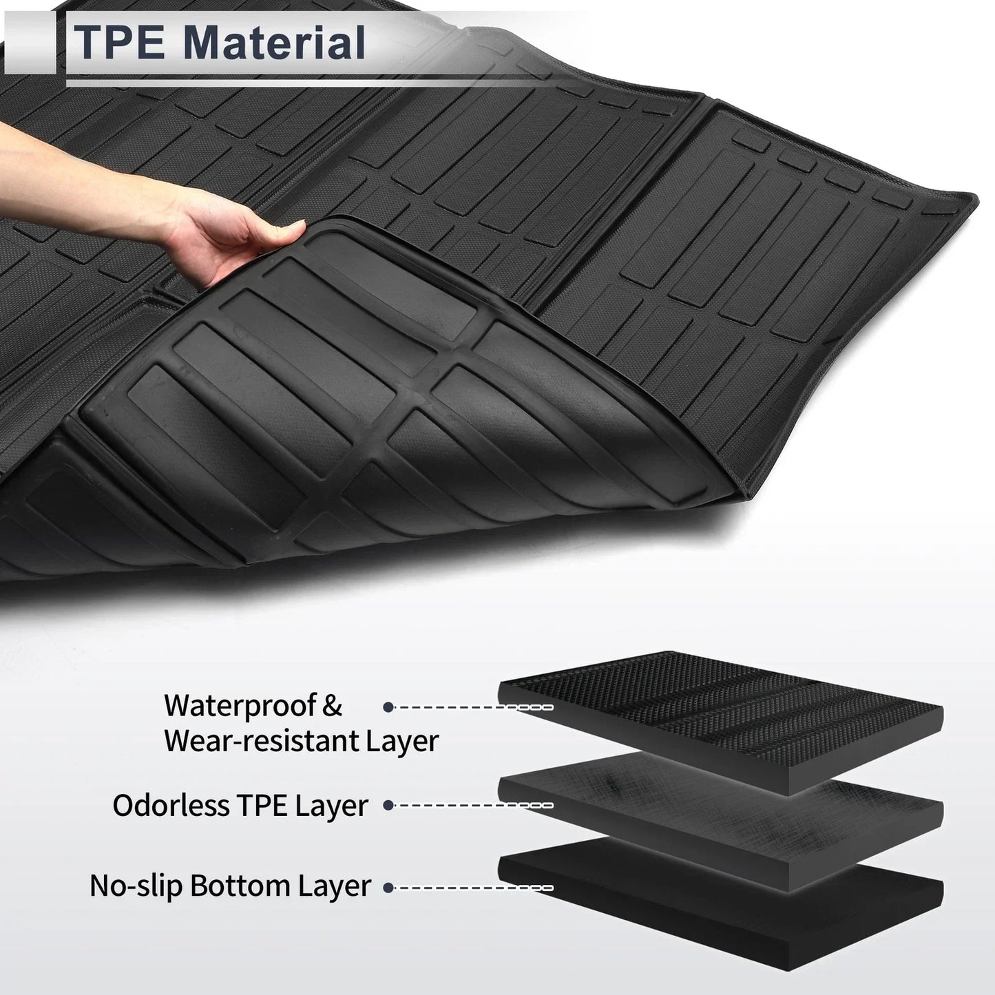 Cargo Liner Rear Trunk Mat for Honda Pilot 2016-2022 Long Grid Pattern TPE