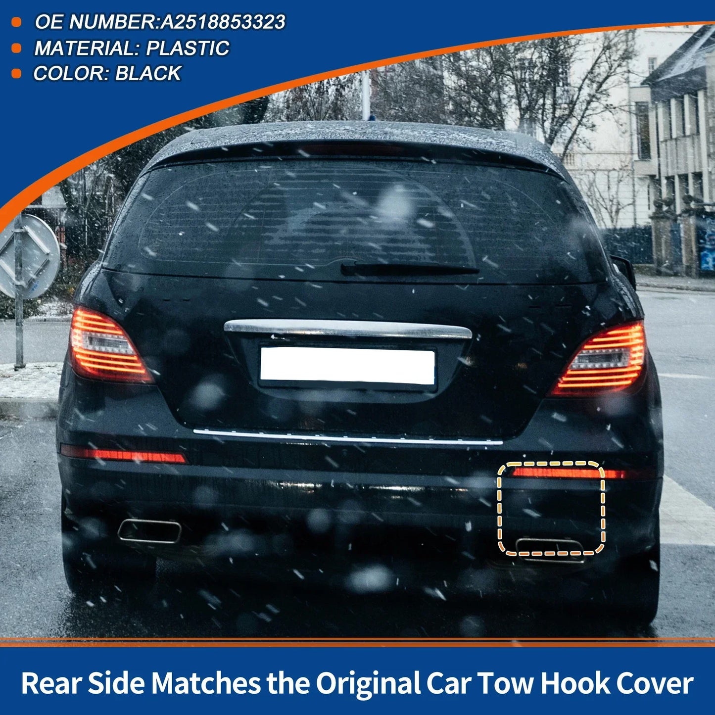 Rear Bumper Tow Hook Cover for Mercedes-Benz W251 R350 (2006-2012) Black