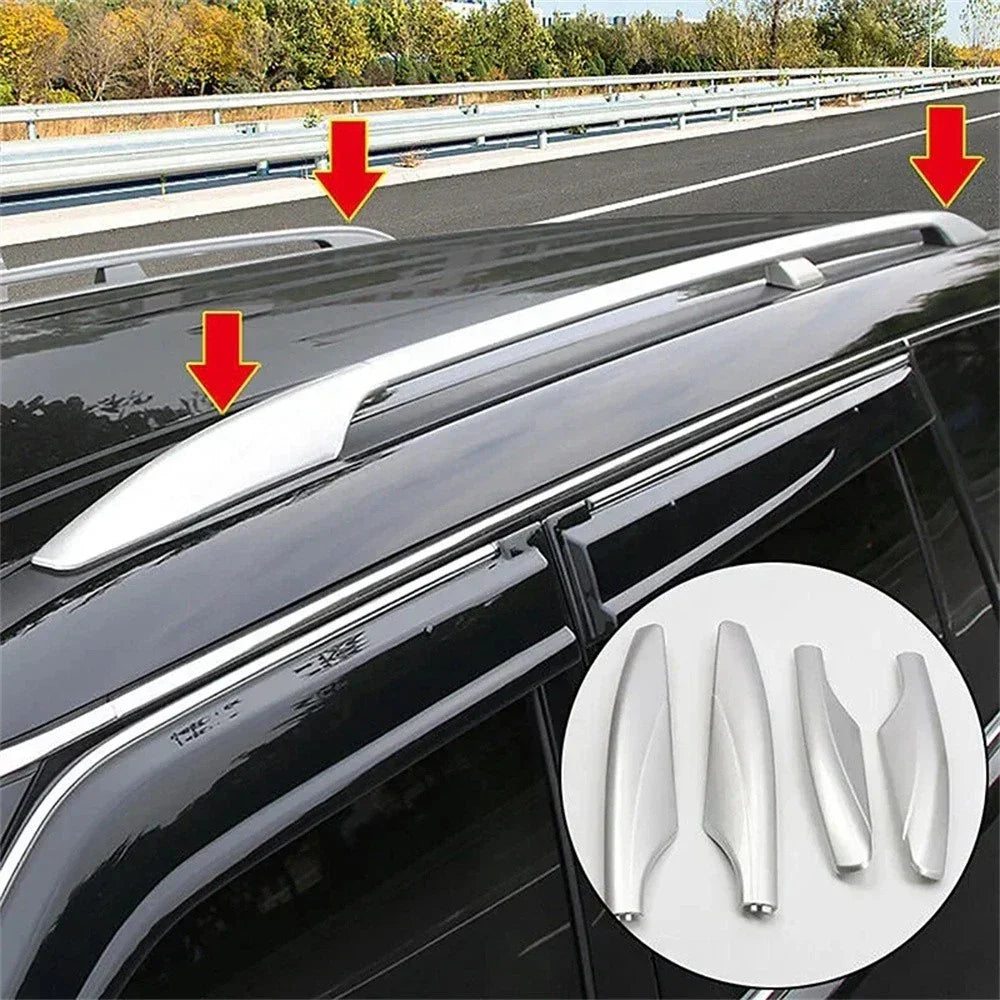 4 Pcs Roof Luggage Rack End Covers Silver for Nissan Patrol Y62 (2010-2018)
