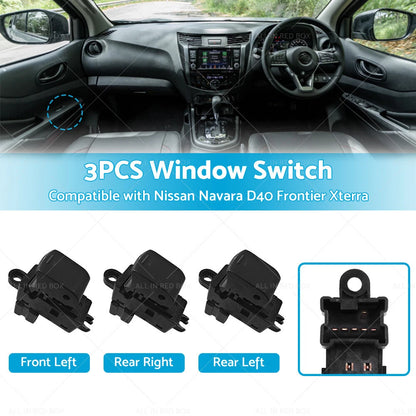 3 x Electric Window Switches for Nissan Navara D40, Frontier, Xterra (2005-2015)