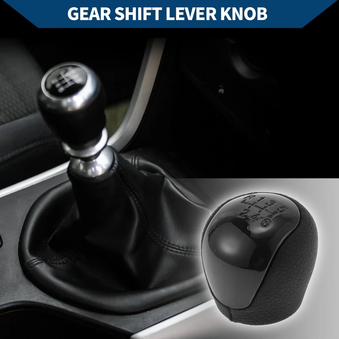 6 Speed Manual Gear Shifter Knob for Hyundai Elantra (2008-2009) Black Plastic