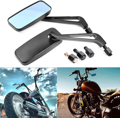 Black Aluminum Rearview Side Mirrors 8/10MM for Universal Motorcycle