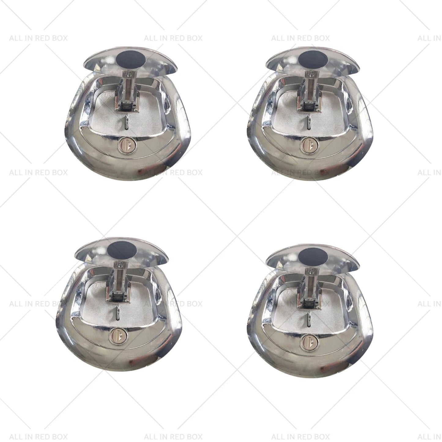 4 x Chrome Power Operated Recessed Whale Tail T-Lock Handles for Toolbox