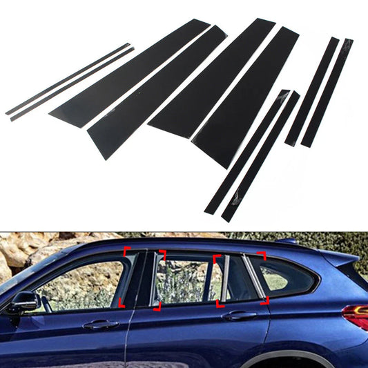 10 Pcs Black Car Door Window Pillar Post Covers for BMW X1 (2016-2021)