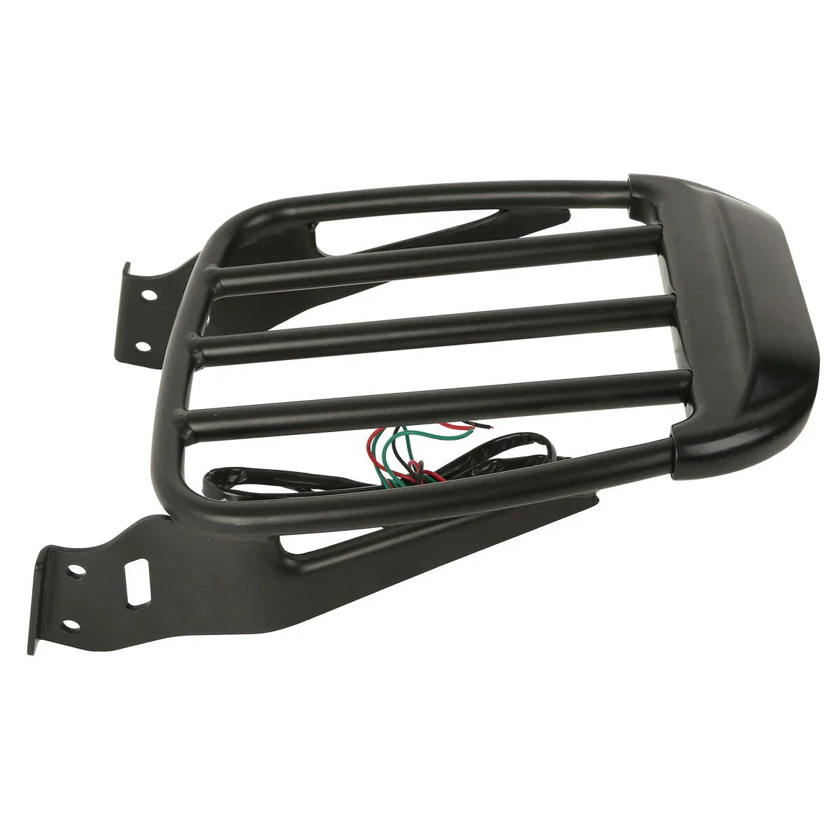 Black Two-Up Detachable Luggage Rack with LED Light for Harley Softail (1984-2005)