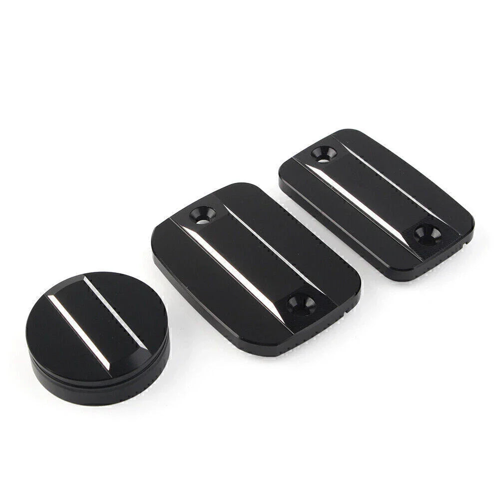 Black Front Brake Clutch Fluid Reservoir Cap & Rear Brake Cover for Scrambler 1100