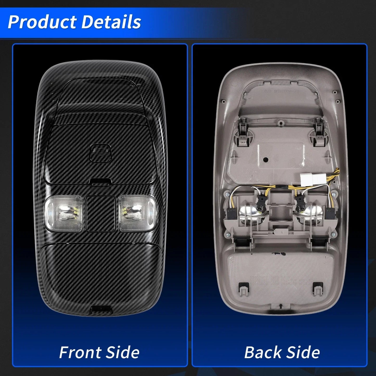Carbon Fiber Overhead Console Light Assembly for Dodge Ram 1500 (2019-2023)