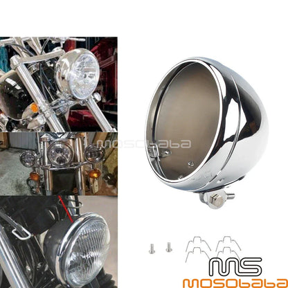 7" Chrome Universal LED Headlight Lamp Bucket Cover for Harley XL883