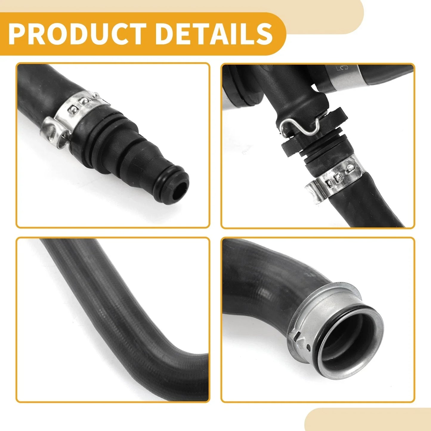 Radiator Hose for Mercedes-Benz C300 3.0L (2008-2012) Rubber Black