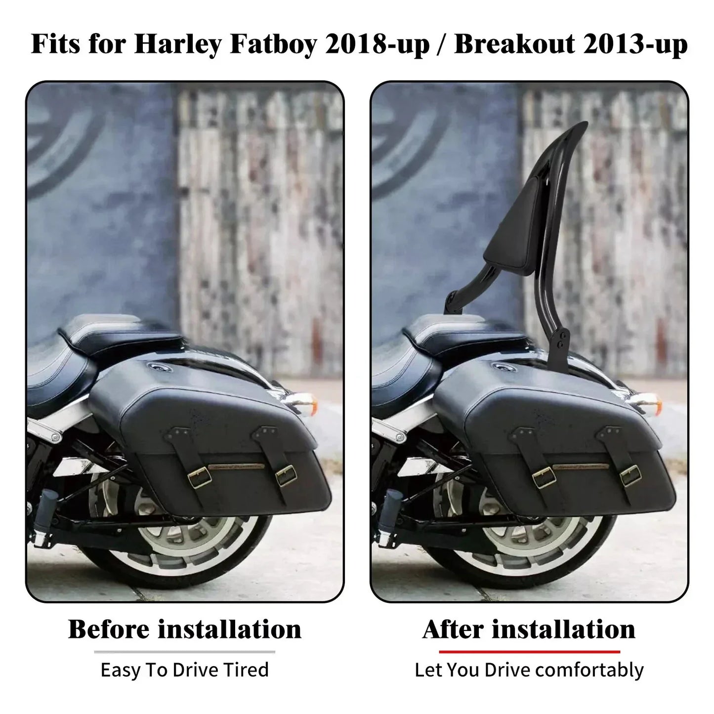Rear Black Sissy Bar Backrest Pad for Harley Breakout, Fat Boy (2013-2023)