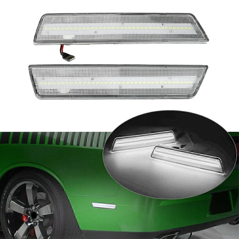 White LED Rear Side Marker Lights Pair for Dodge Challenger/Charger (2008-2014)