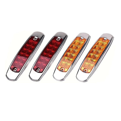 4pcs 12LED Sealed Side Marker Clearance Lights for Trailer - 2x Red + 2x Amber