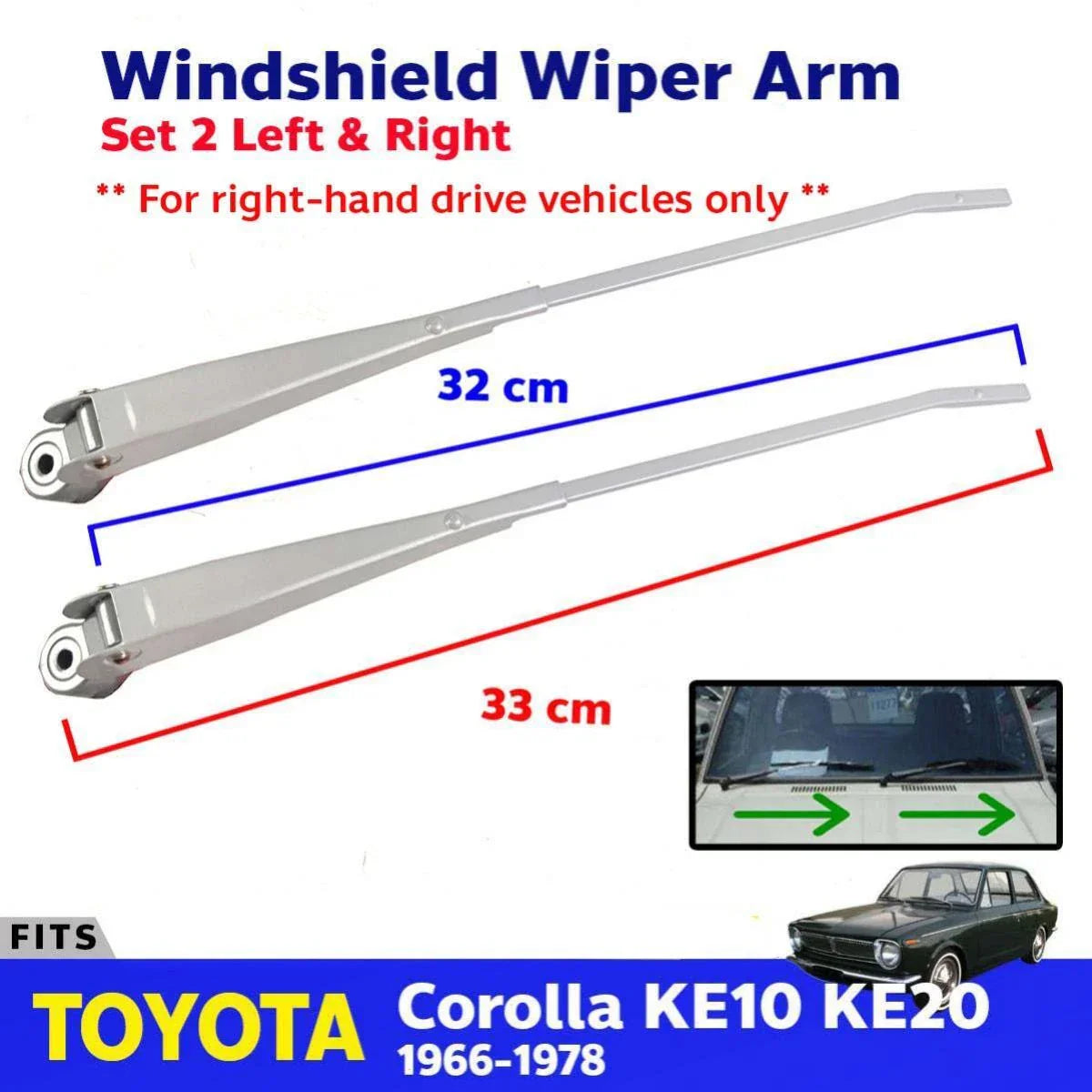 Windshield Wiper Arm L+R (RHD Fits Toyota Corolla KE10 KE20 Sedan 1966-78 D07
