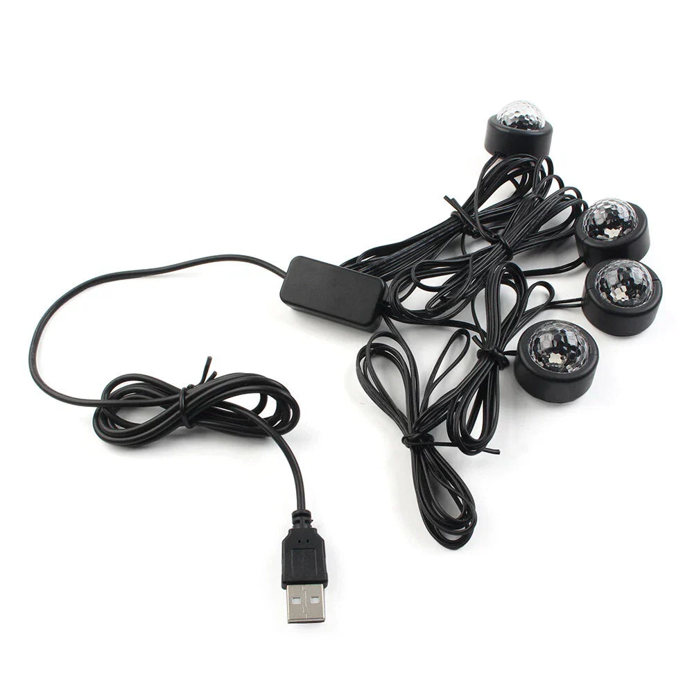 Colorful USB Ambient Foot Lamp for Car Interior Lighting