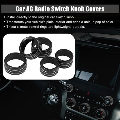 5 x Black AC Radio Switch Knob Covers for Dodge Ram 1500 (2018-2020)