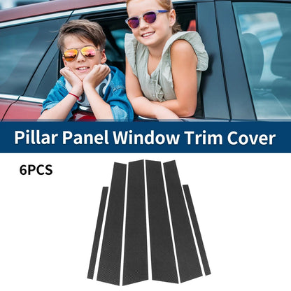 6 x Car Pillar Window Trim Covers for Honda Accord EX-L (2013-2017) Black Carbon Fiber