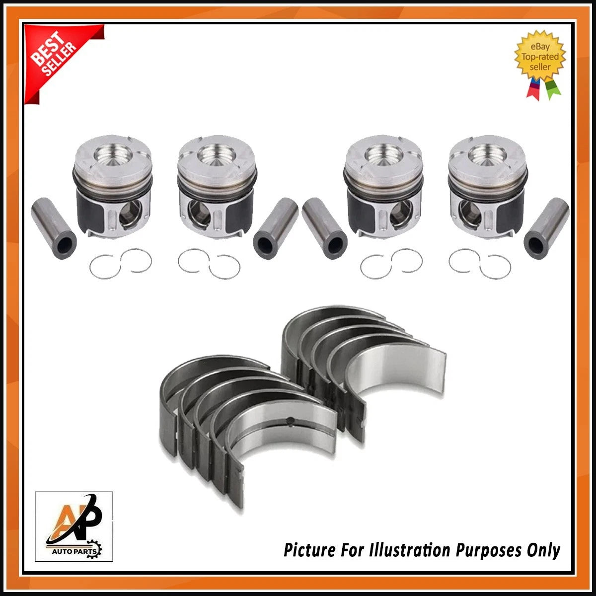 Engine Piston and Ring Kit with Crankshaft Bearings for Mercedes OM611 (1998–2006)