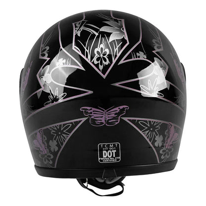 Adult Pink Black Butterfly Full Face Motorcycle Helmet for DOT S-XXL