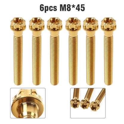 6 x M8x45mm Titanium Torx Head Flange Screws for Motorcycle Bike