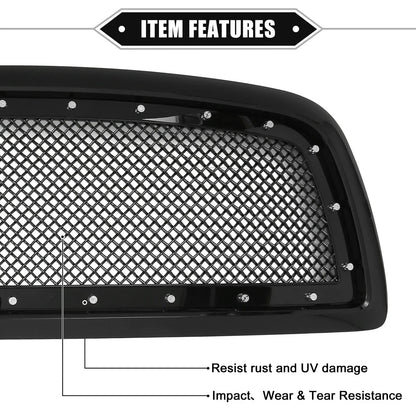 Front Grille Assembly for Dodge Ram 1500 2011-2012 Gloss Black