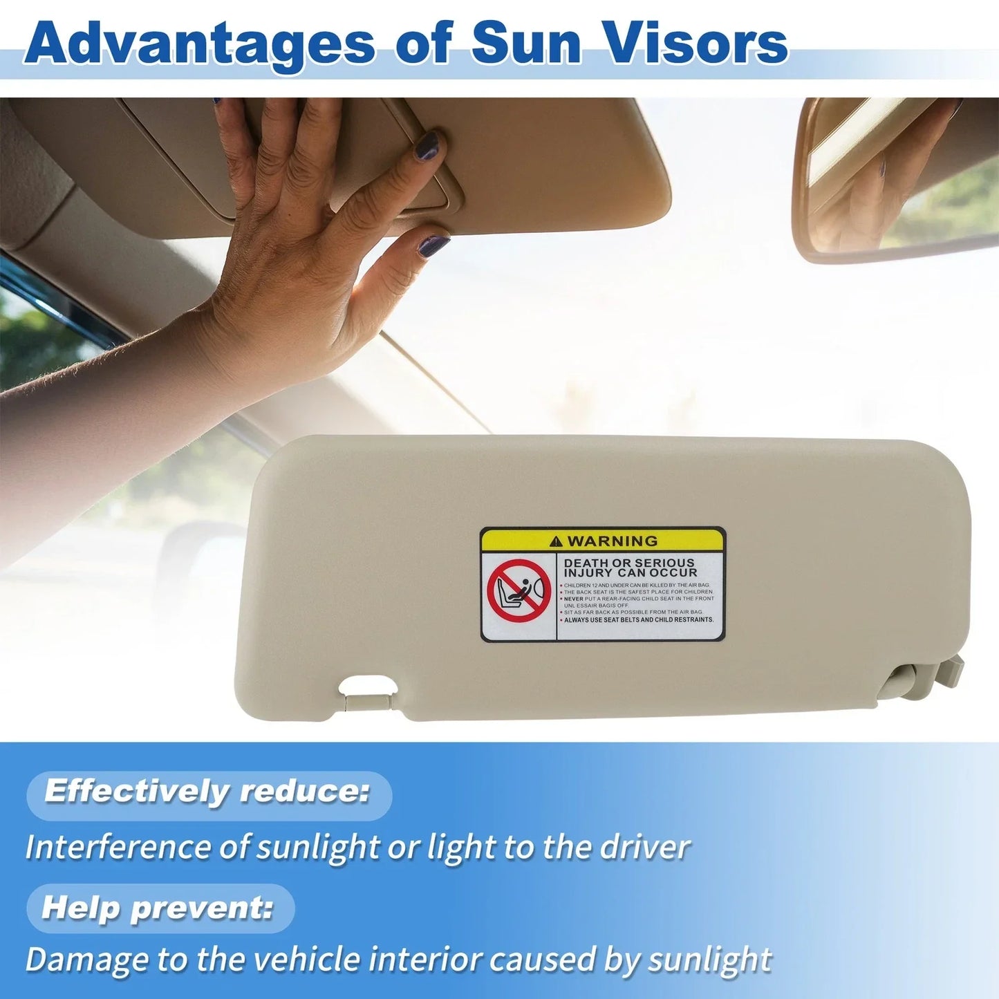 Right Side Sun Visor for Hyundai Accent 2011-2015 - Beige