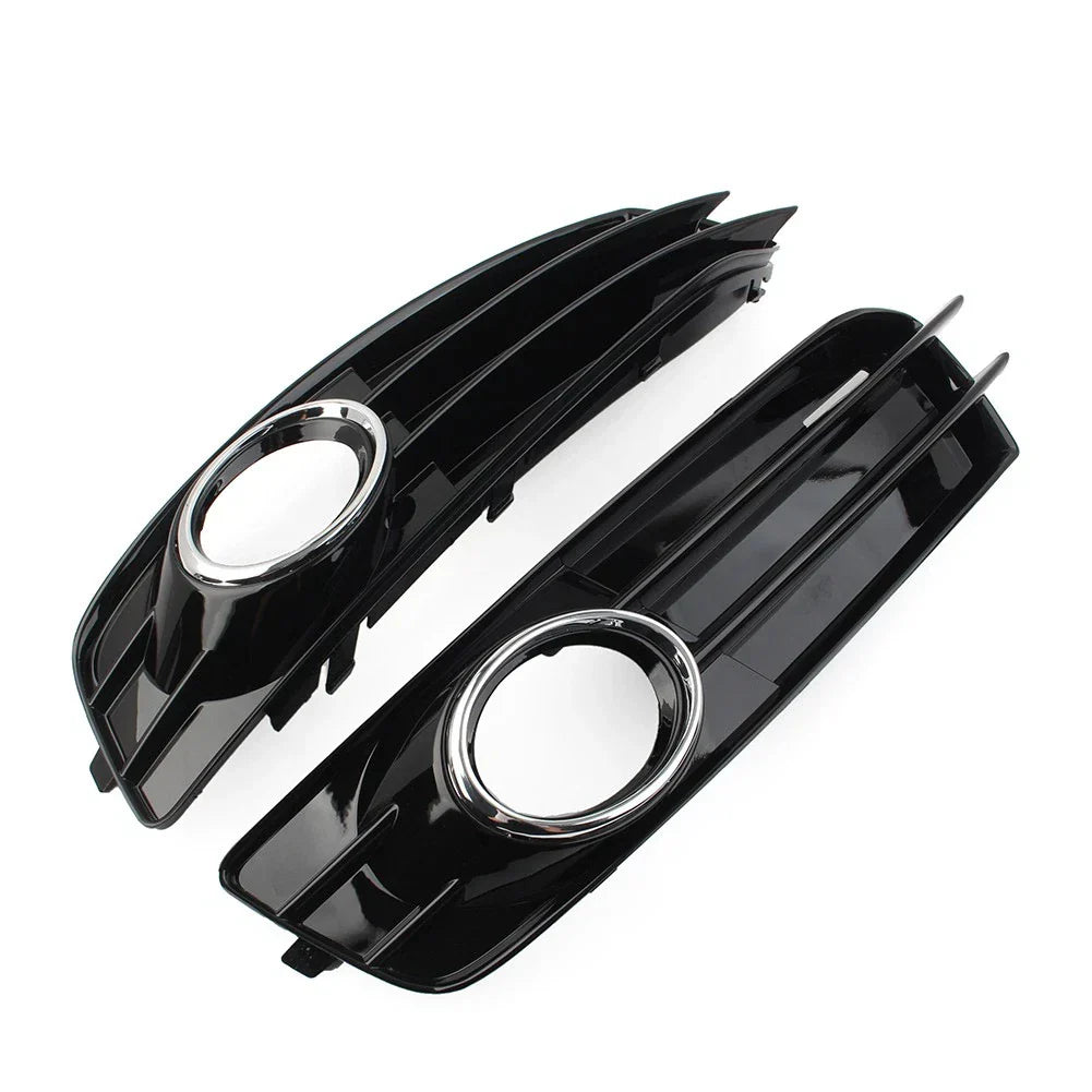 Front Bumper Fog Light Grille Covers with Chrome Ring for Audi A3 (09-12)