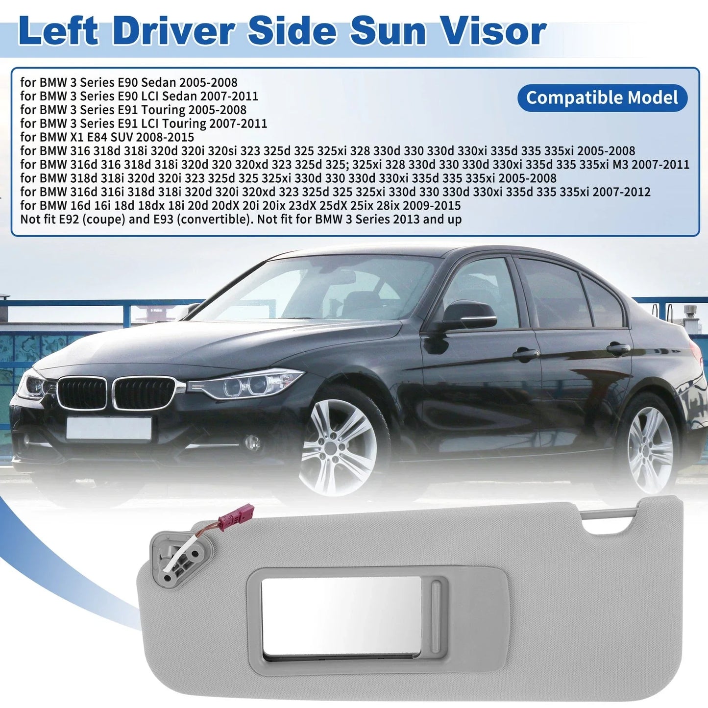 Left Side Sun Visor for BMW 3 Series E90/E91 (2005-2008)