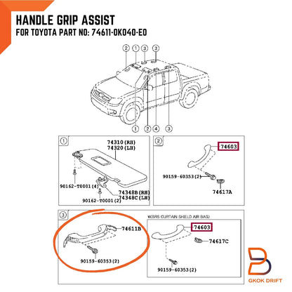 Cream Beige Roof Grip Assist Handles  For Toyota Hilux Vigo Fortuner (05-14)