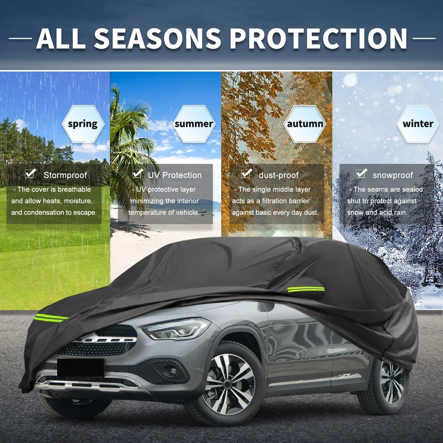 Waterproof 226D-PU Car Cover for Mercedes-Benz GLA 2013-2023 with Zipper