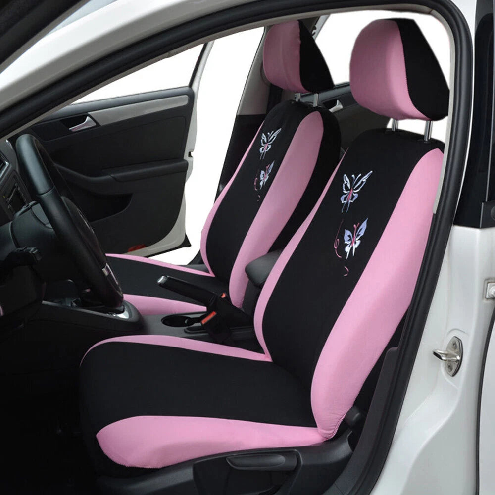 Universal Pink Car Seat Covers  Butterfly for Sedan Truck SUV