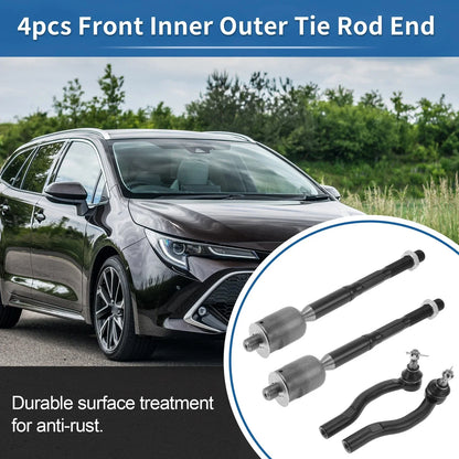 4pcs Front Inner Outer Tie Rod Ends for Toyota Solara (2004-2008)