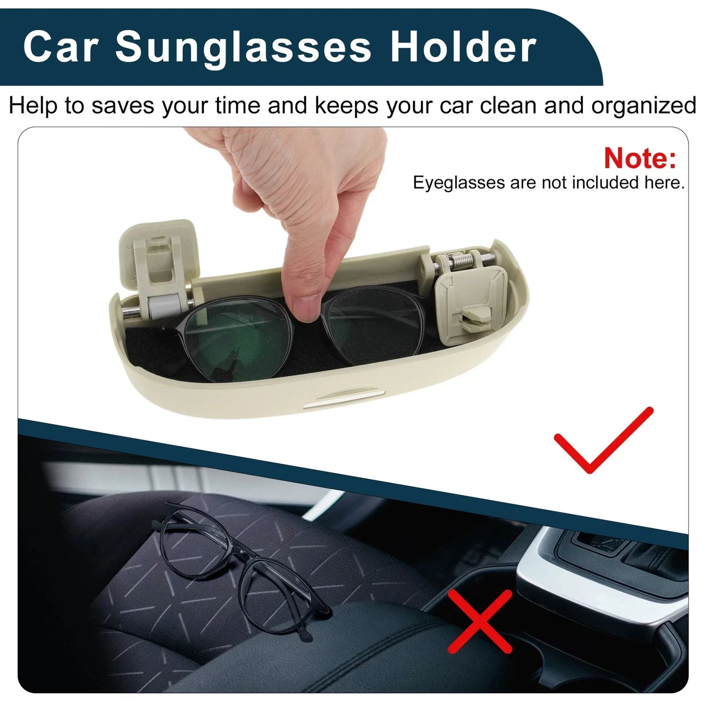 Sunglasses Case for Honda Accord 2018-2024 Eyeglasses Holder Storage Box Beige