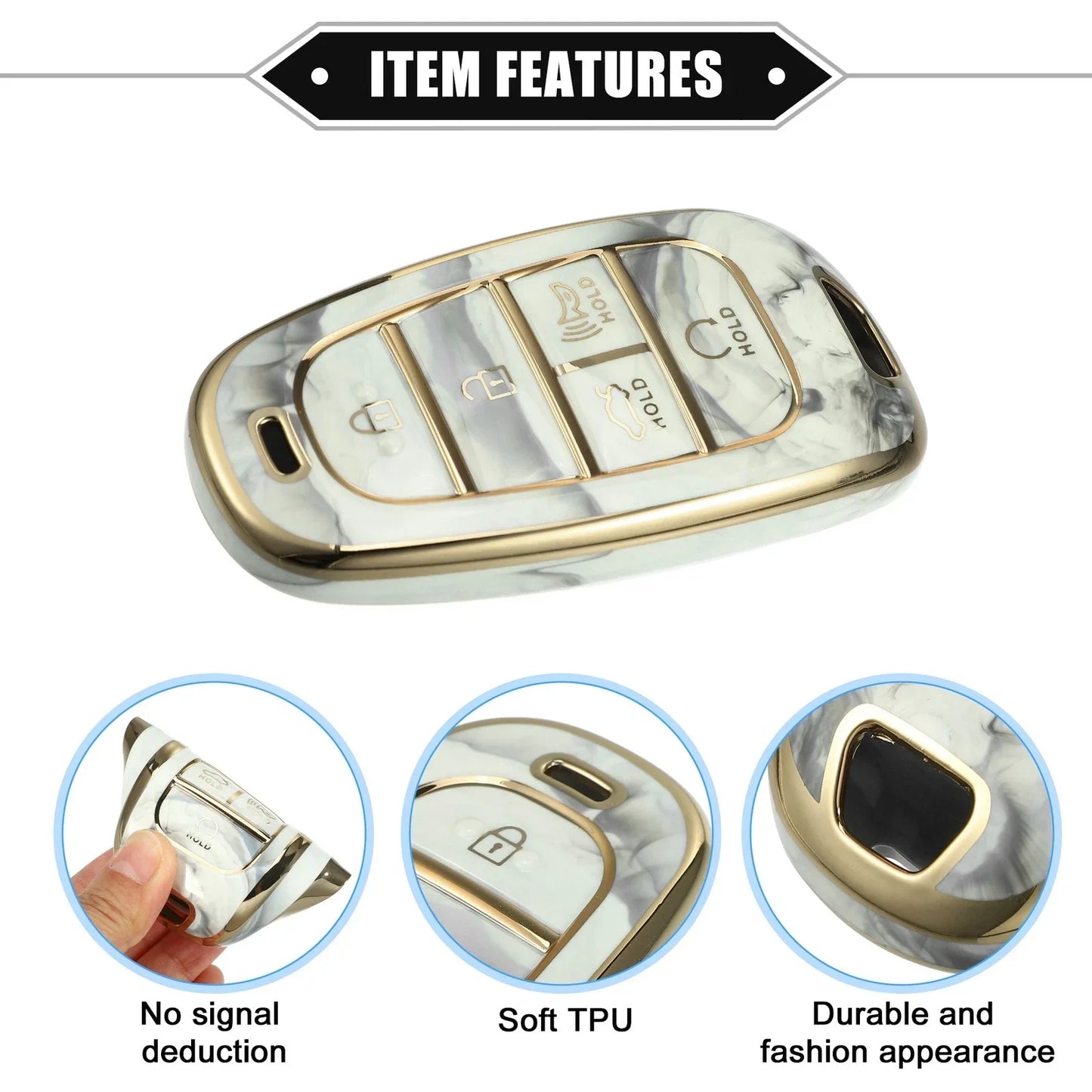 Key Fob Cover for Hyundai Tucson 2020-2022 5 Button Soft TPU Gray