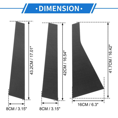 6 Pcs Door Pillar Window Trim for Hyundai Santa Fe (2013-2018) Carbon Fiber