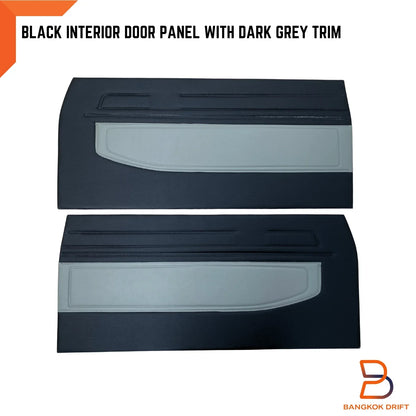 Grey Interior Door Panel Pair + Clips for Toyota Hilux Ute (78-83)