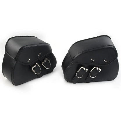 Black PU Leather Saddle Bags for Harley Sportster Dyna (2004-2023)