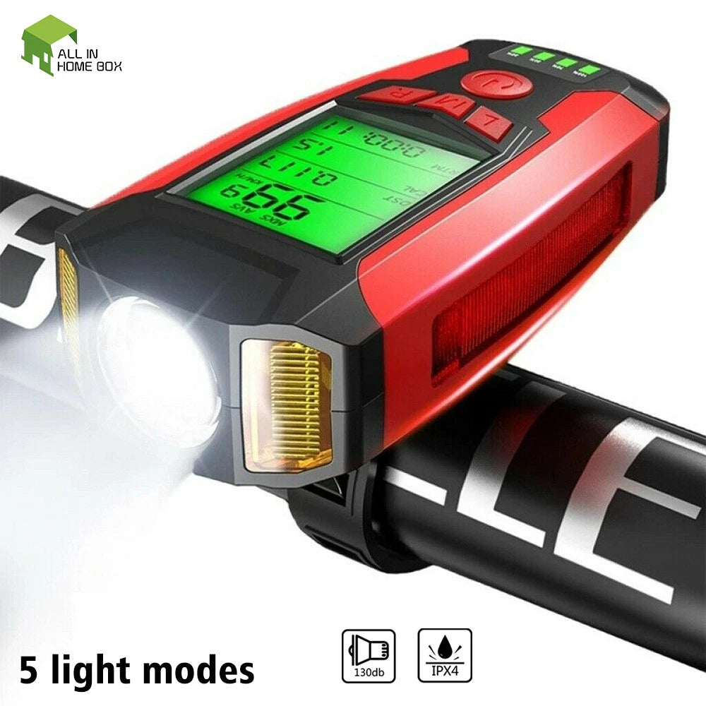 USB Rechargeable LED Bicycle Headlight with Horn for Bike Front Light