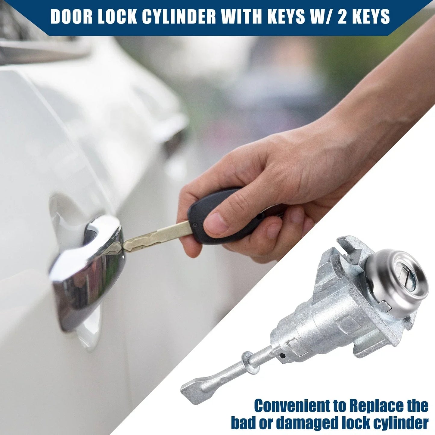 Front Left Door Lock Cylinder with 2 Keys for Hyundai Elantra (2006-2010)