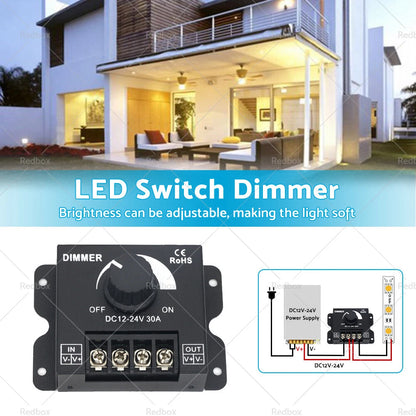 12V-24V Metal LED Strip Light Dimmer Controller for Various Models (N/A)