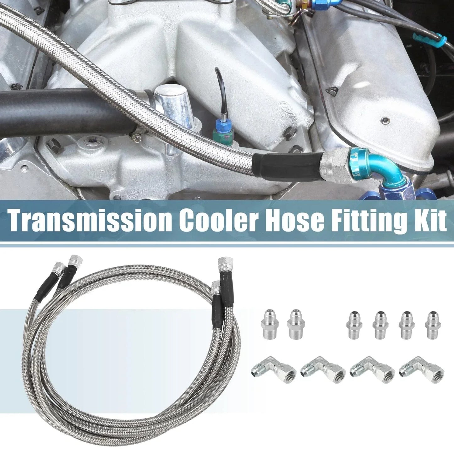 53" Transmission Cooler Hose Line Fitting Set for Chevy TH350 TH400 700R4