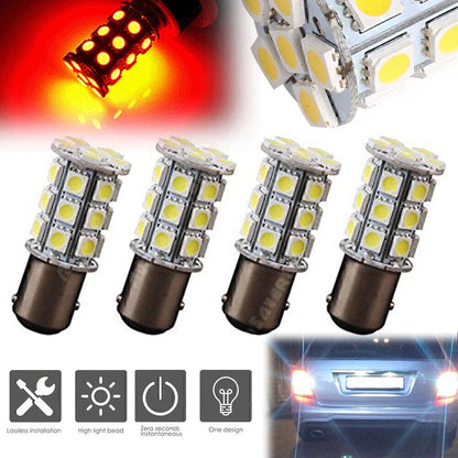4 x 27SMD BA15D Red Light Bulbs for Marine Boat (1004, 1076, 1142)