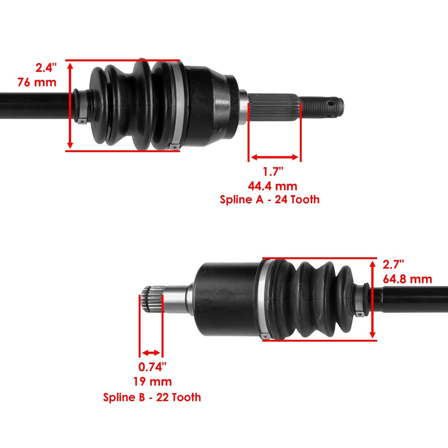 CV Joint Axle Kit Front Left Right for John Deere RSX850i RSX850i Sport (2019–2024)