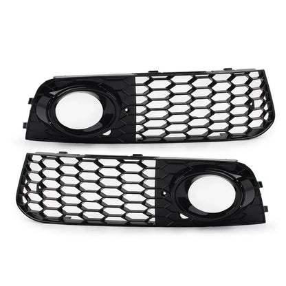 Front Fog Light Honeycomb Grille Cover for Audi A4 B8 (2009-2012) Black