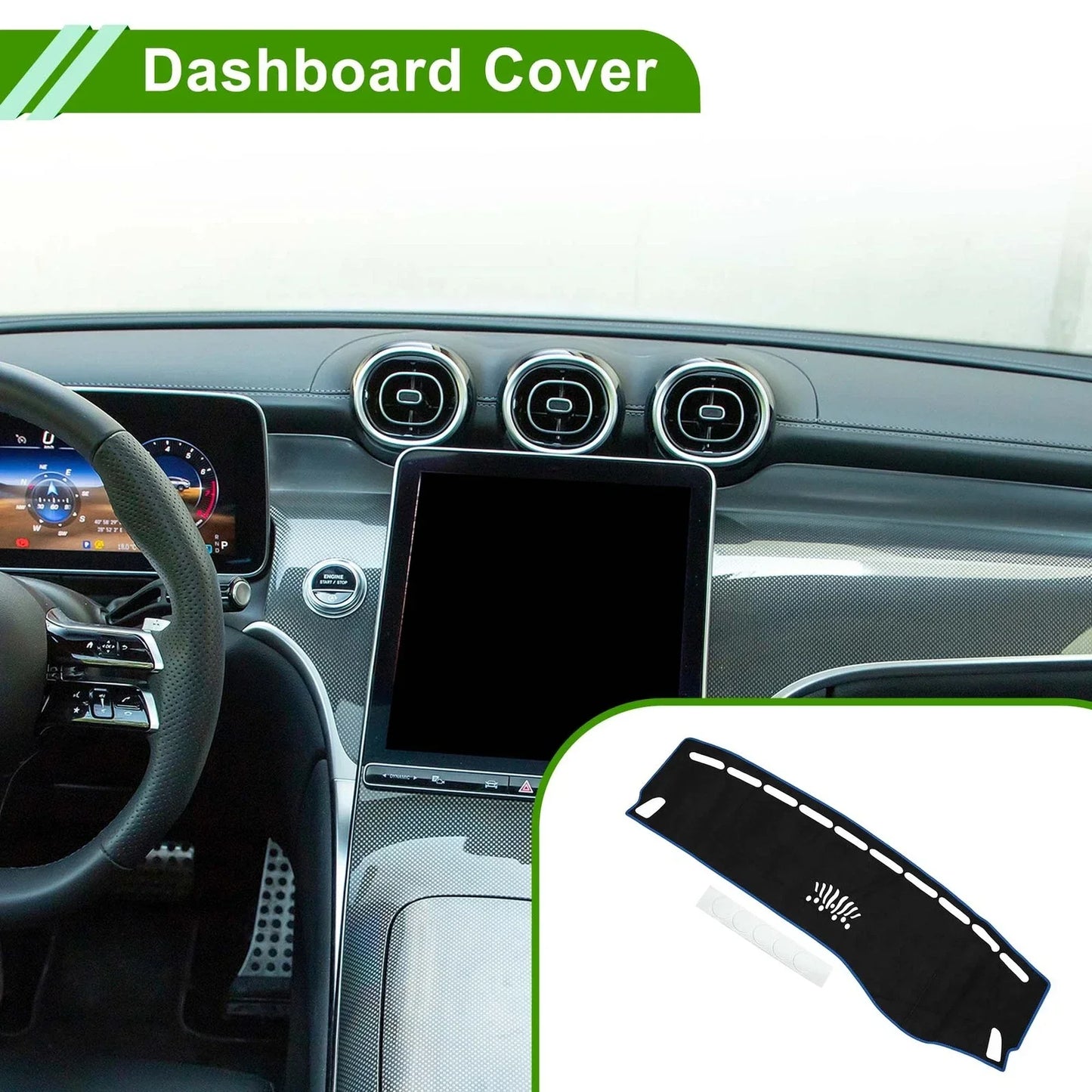 Dashboard Cover Mat for Mercedes Benz GLC 2016-2022 Black Blue