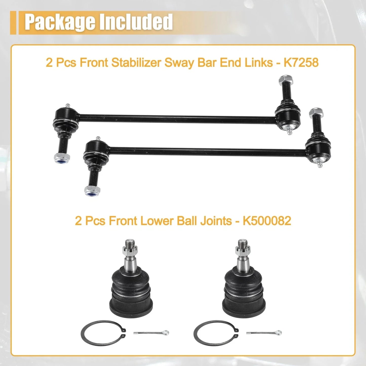 4 Pcs Front Sway Bar Links & Lower Ball Joints for Dodge Grand Caravan (2008-2020)