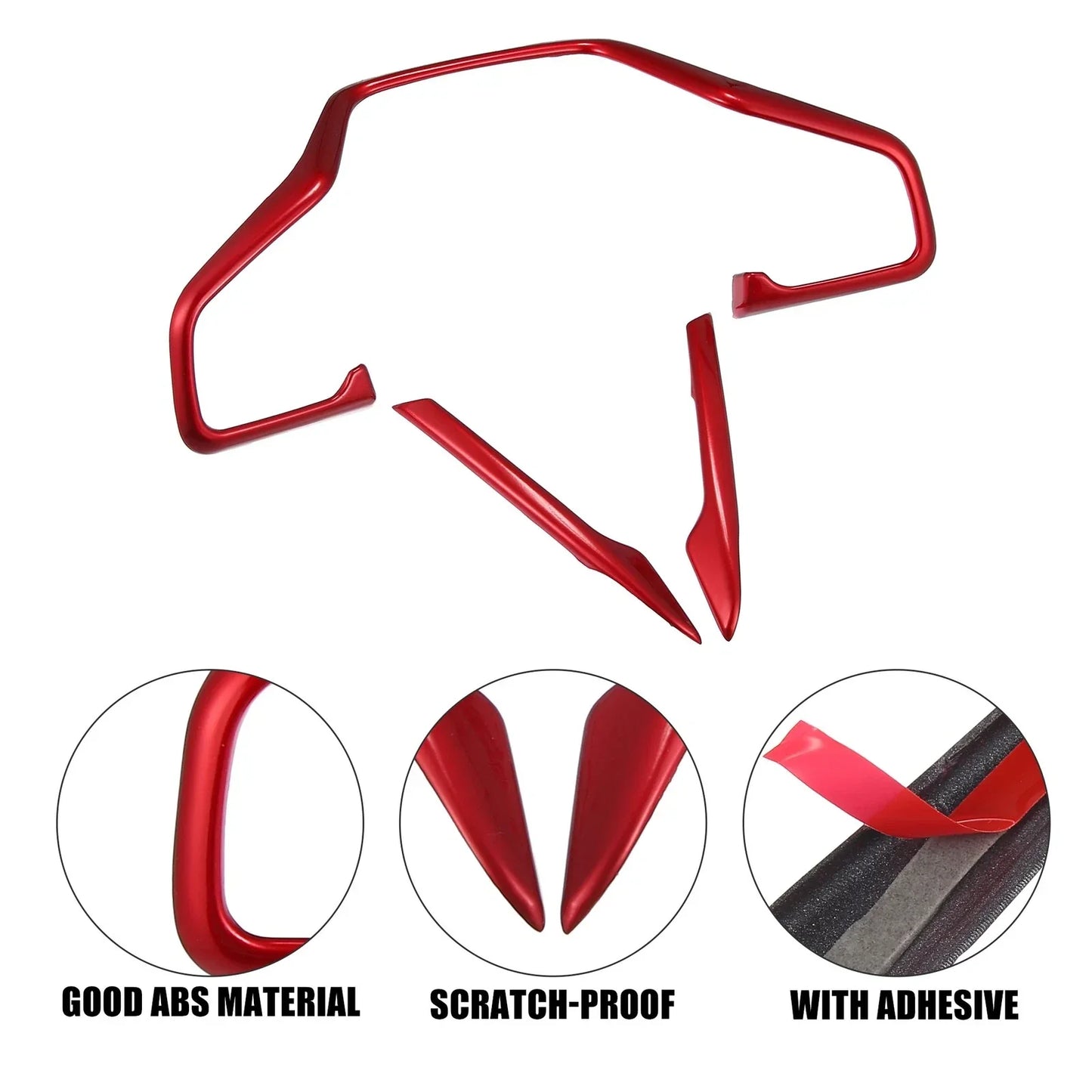 3 x Front Car Steering Wheel Cover Trim for Honda Civic (2016-2021)