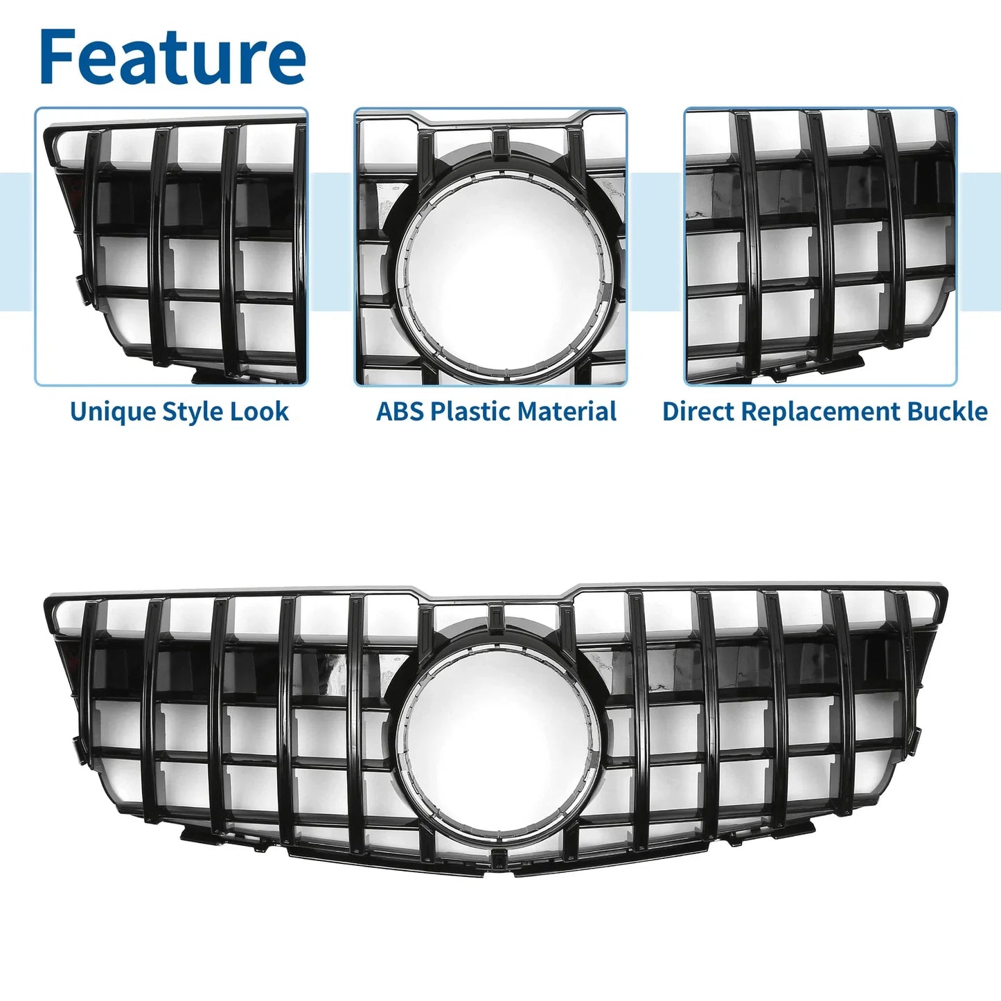 Front Upper Bumper Grille for Mercedes-Benz GLK300 2010-2012 Gloss Black