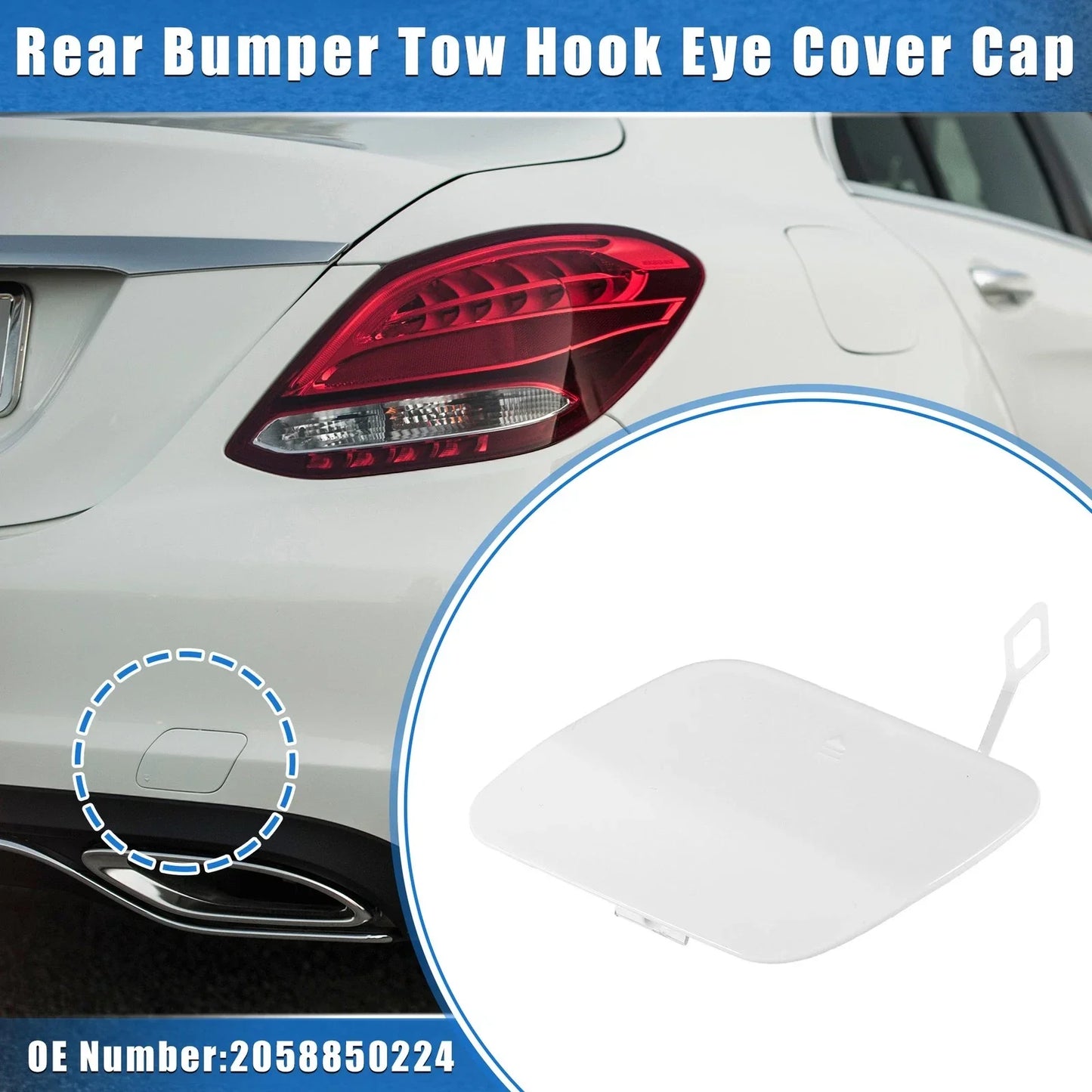 Car Rear Bumper Tow Hook Eye Cover for Mercedes-Benz C300 (2015-2021)